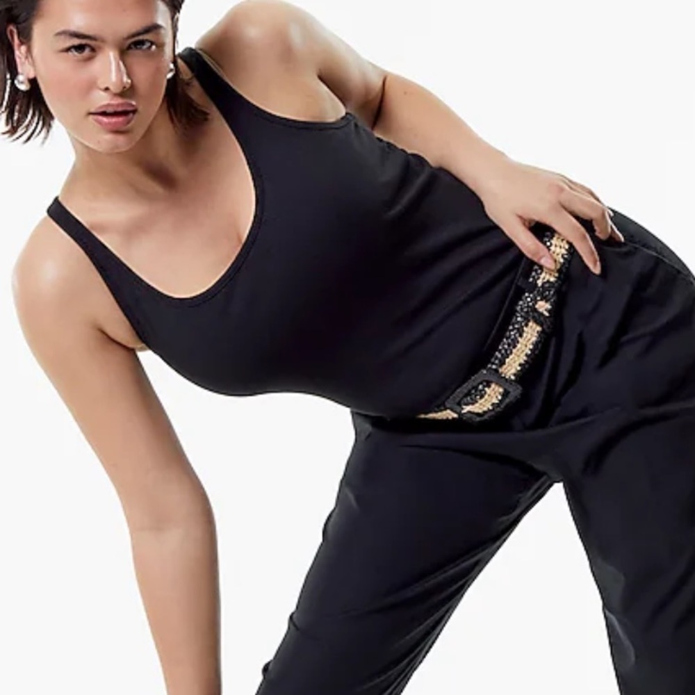 J crew vintage rib shelf bra tank top black